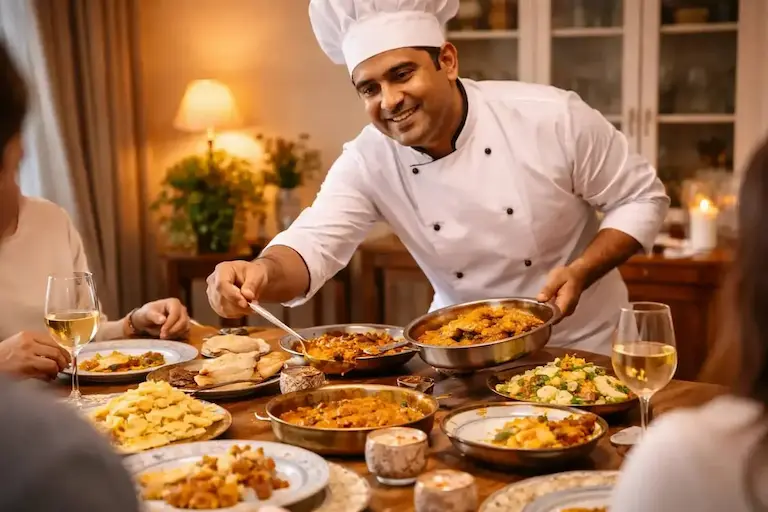 Chef privado en Madrid preparando cena en casa