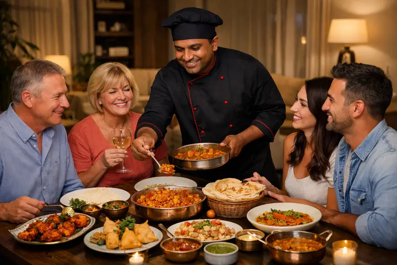 catering en casa en Madrid con comida india preparada por chef privado
