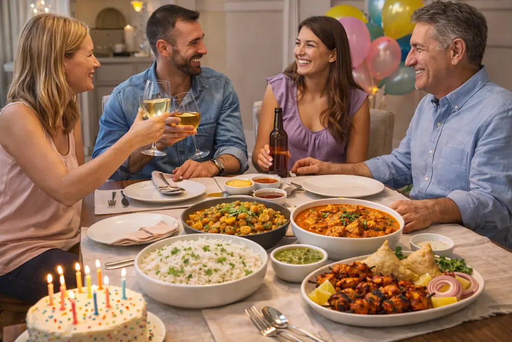 Catering en casa en Madrid con comida india para cumpleaños y reuniones familiares