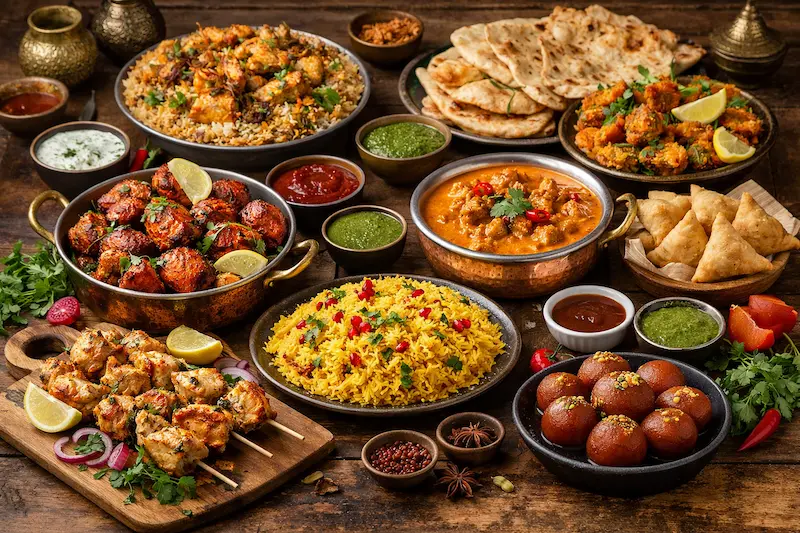 menu de catering para cumpleaños en Madrid con comida india