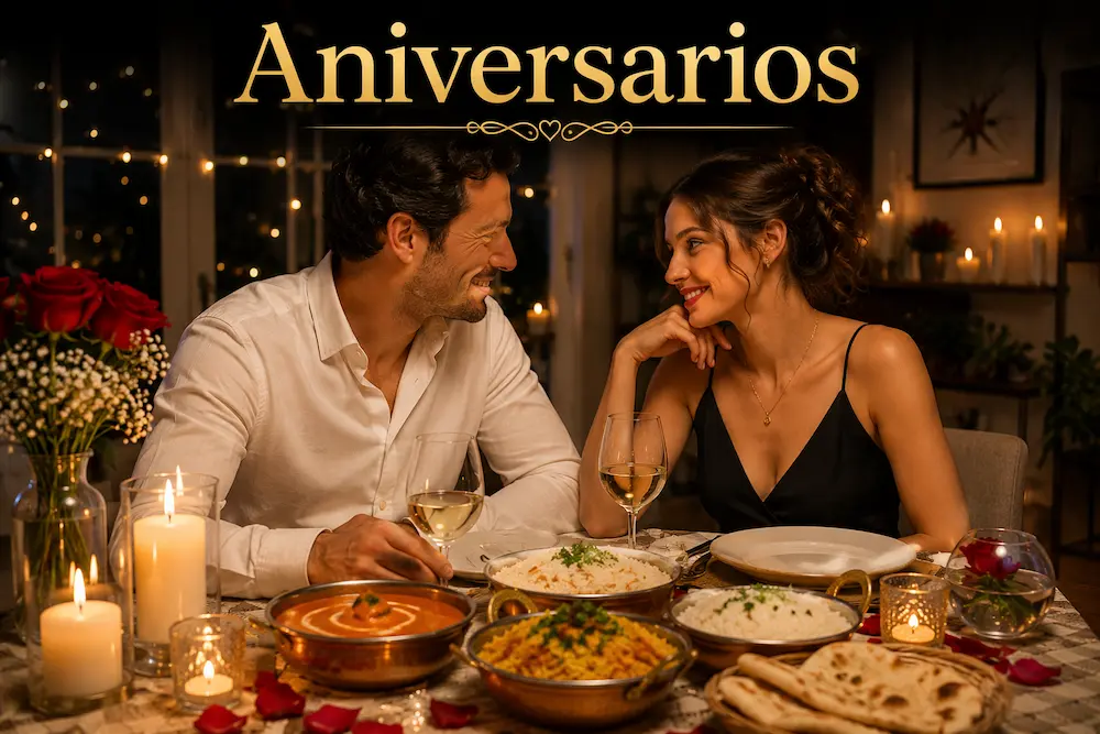 Cena de aniversario con chef privado y comida india en Madrid