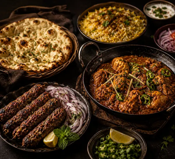 Authentic Pakistani karahi, BBQ kebabs and traditional cuisine prepared for private catering events