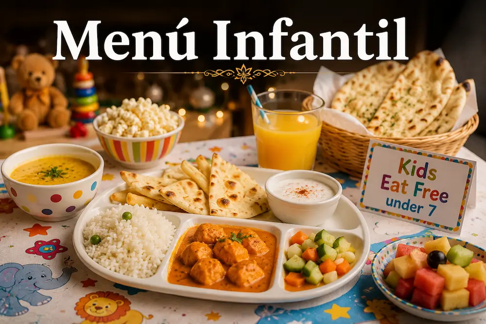 menú infantil de comida india para catering en Madrid