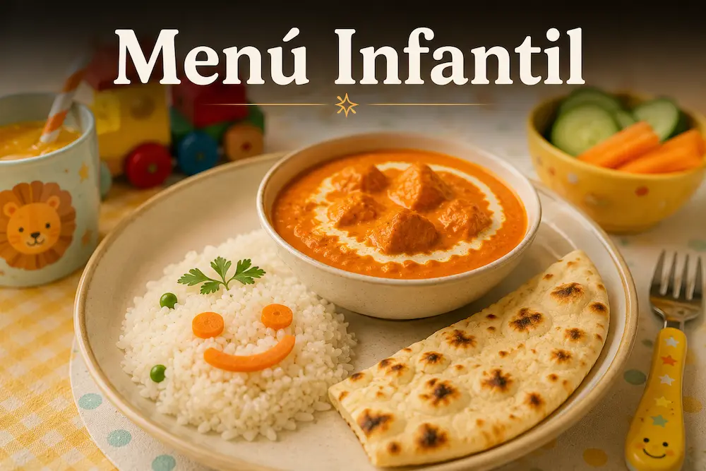 Menú infantil de comida india para catering en Madrid