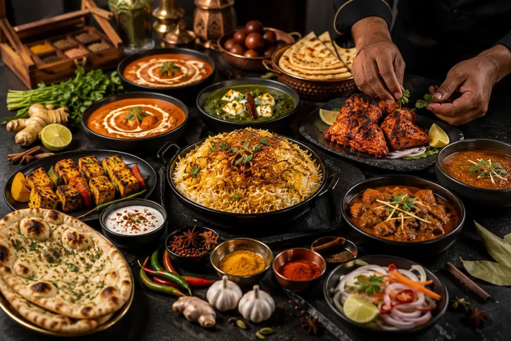 Professional private chef customising authentic Indian, Pakistani, Bangladeshi and Nepali dishes with freshly prepared curries, biryani, tandoori specialities, handmade naan and traditional South Asian flavours