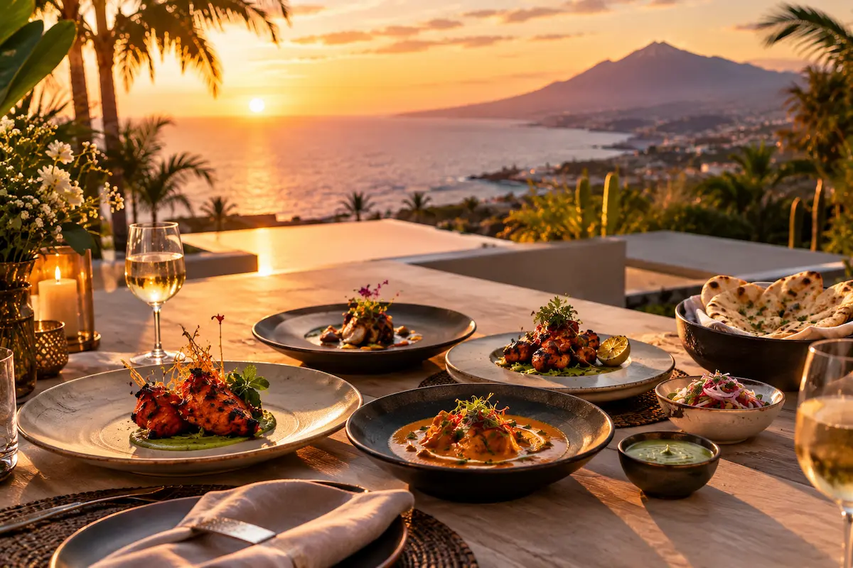 Private chef in Tenerife serving authentic South Asian cuisine at a luxury villa